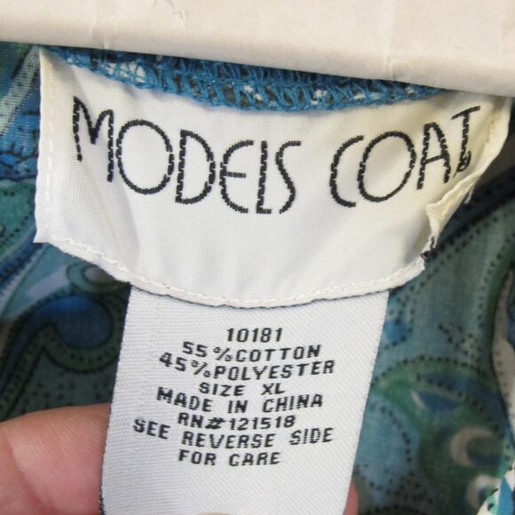 Models Coat housecoat in paisley blue and green  PXL - Picture 2 of 4